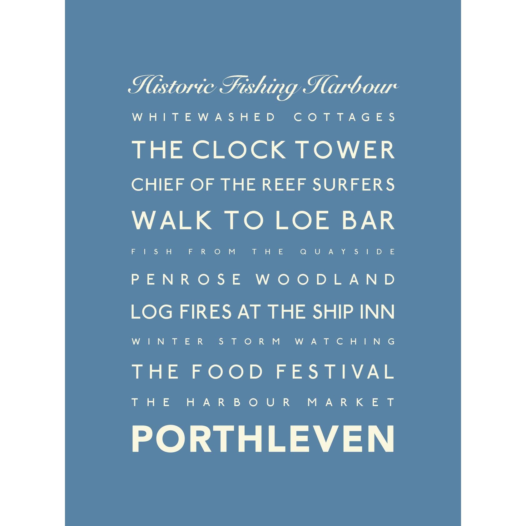 Porthleven Typographic Print-SeaKisses
