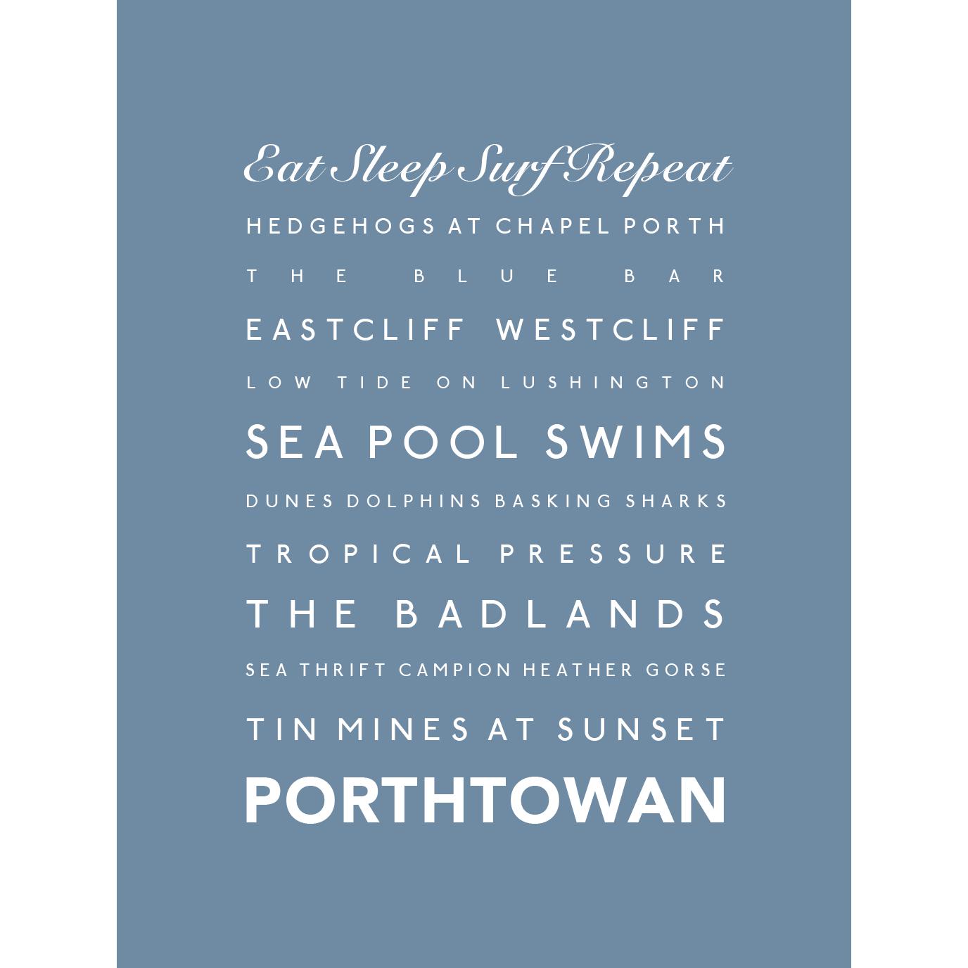 Porthtowan Typographic Print-SeaKisses