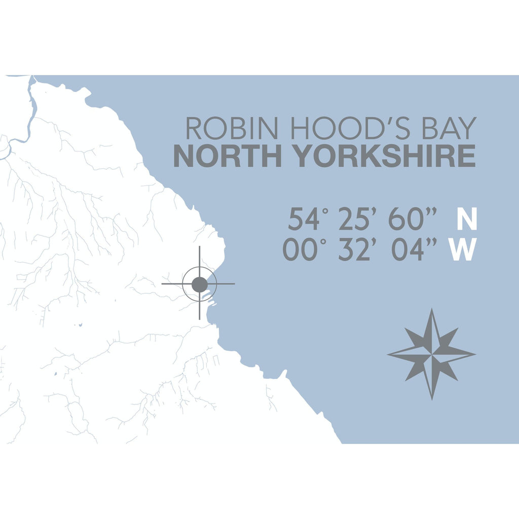 Robin Hood's Bay Coastal Map Print-SeaKisses