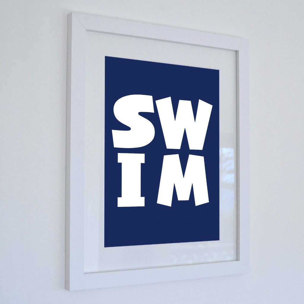SWIM: Typographic Seaside Print Coastal Wall Art /Poster-SeaKisses