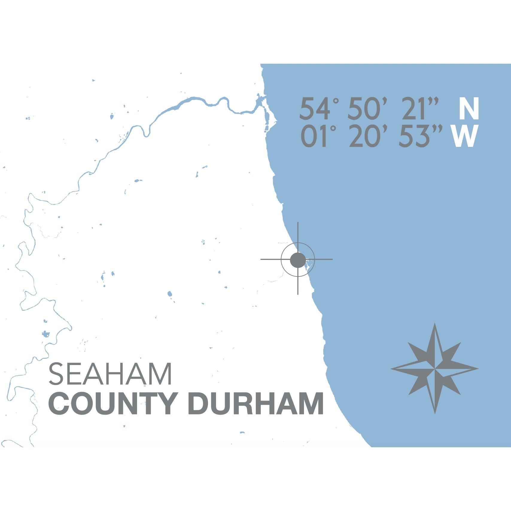 Seaham Coastal Map Print-SeaKisses