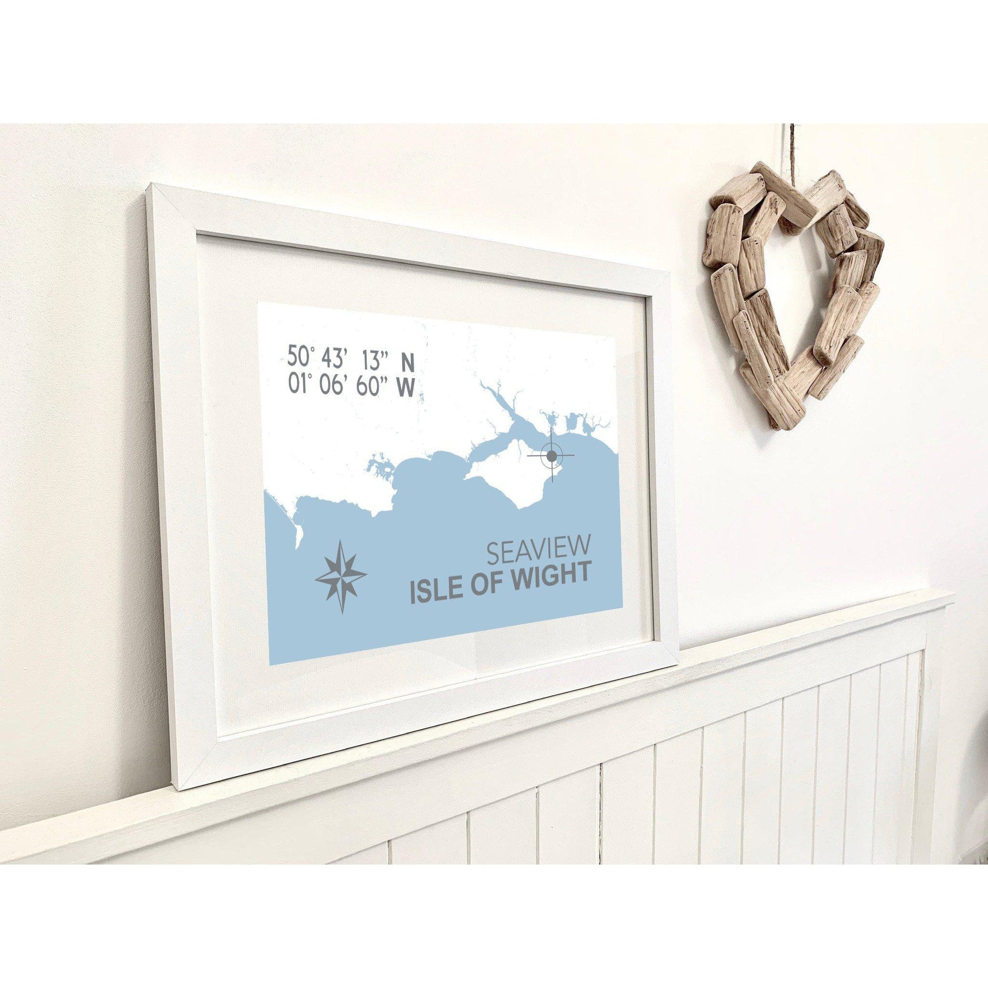 Seaview Coastal Map Print-SeaKisses