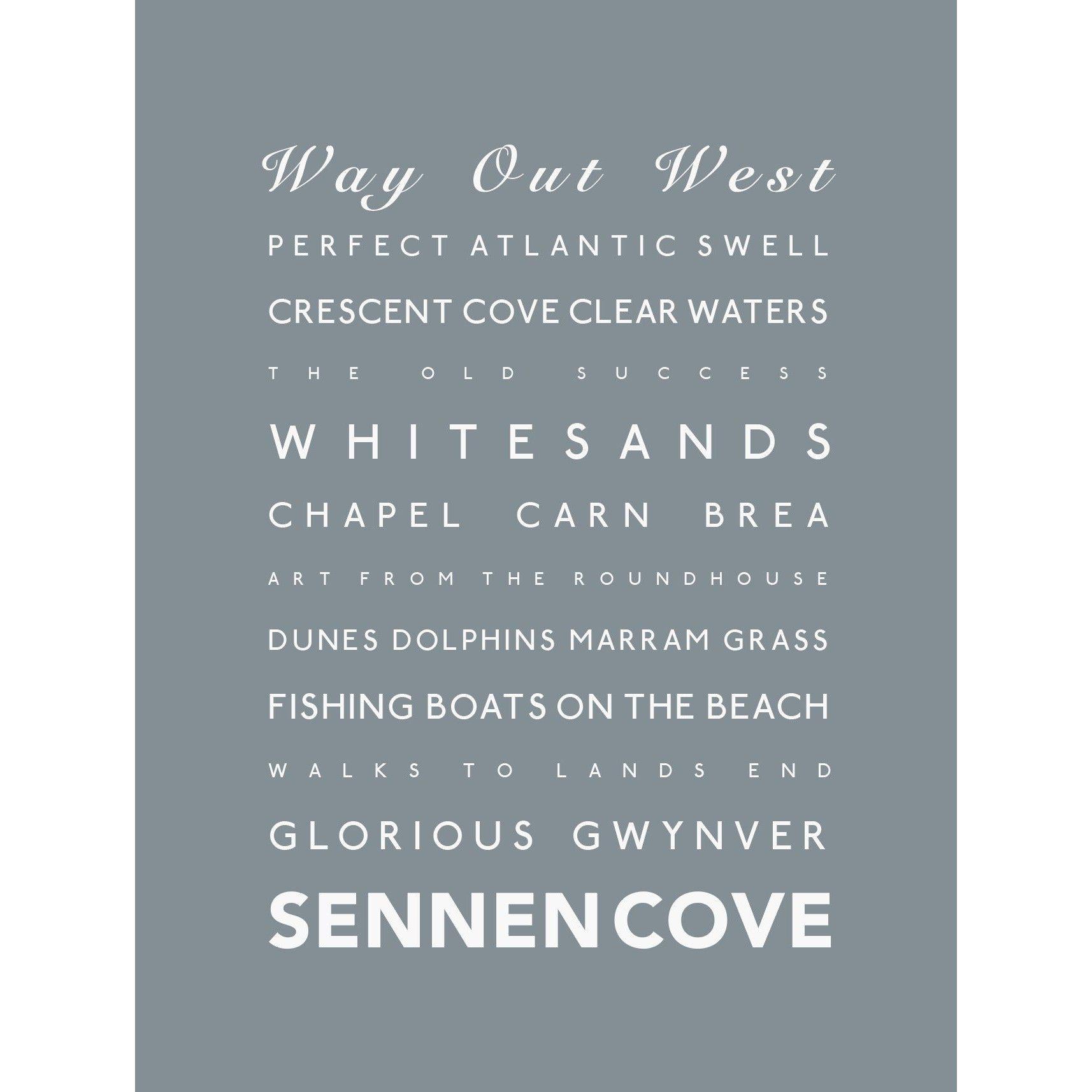 Sennen Cove Typographic Print-SeaKisses