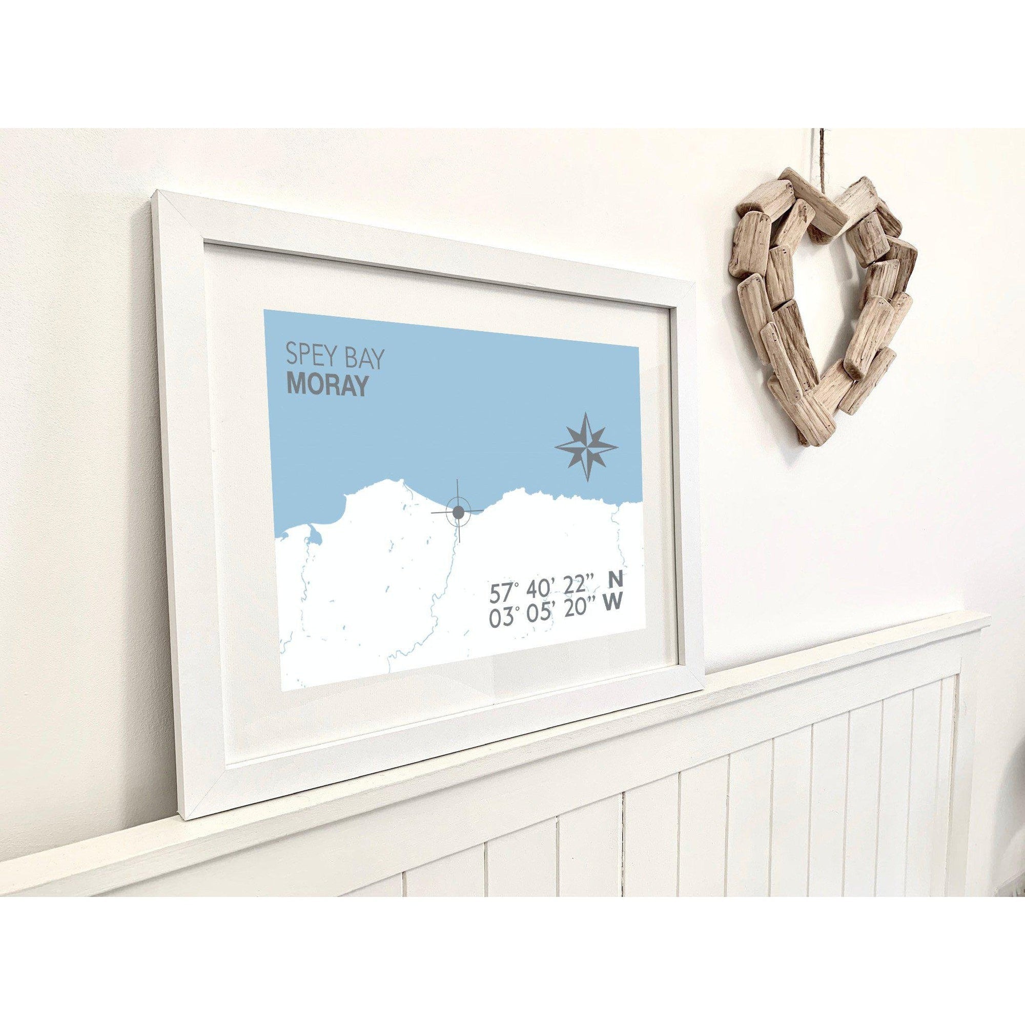 Spey Bay, Lossiemouth Coastal Map Print-SeaKisses