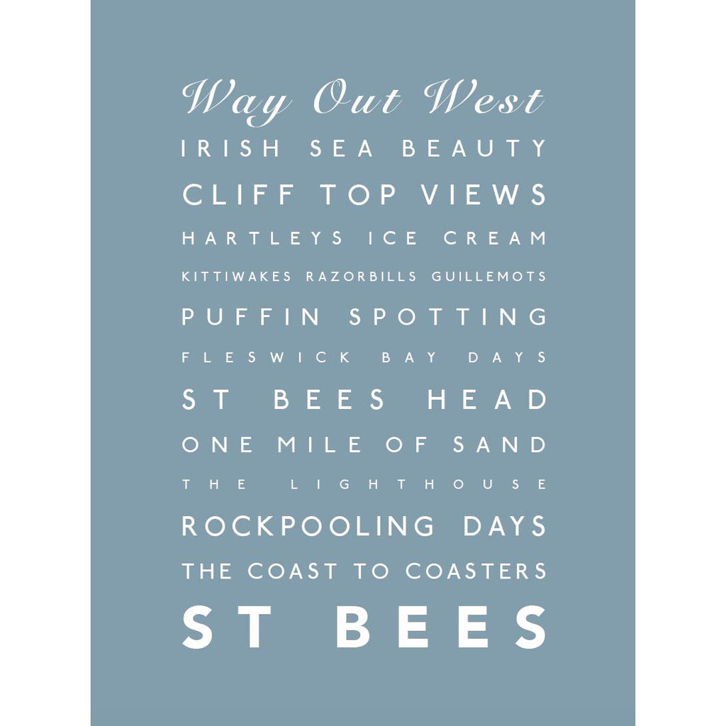 St Bees Typographic Travel Print - Coastal Wall Art /Poster-SeaKisses