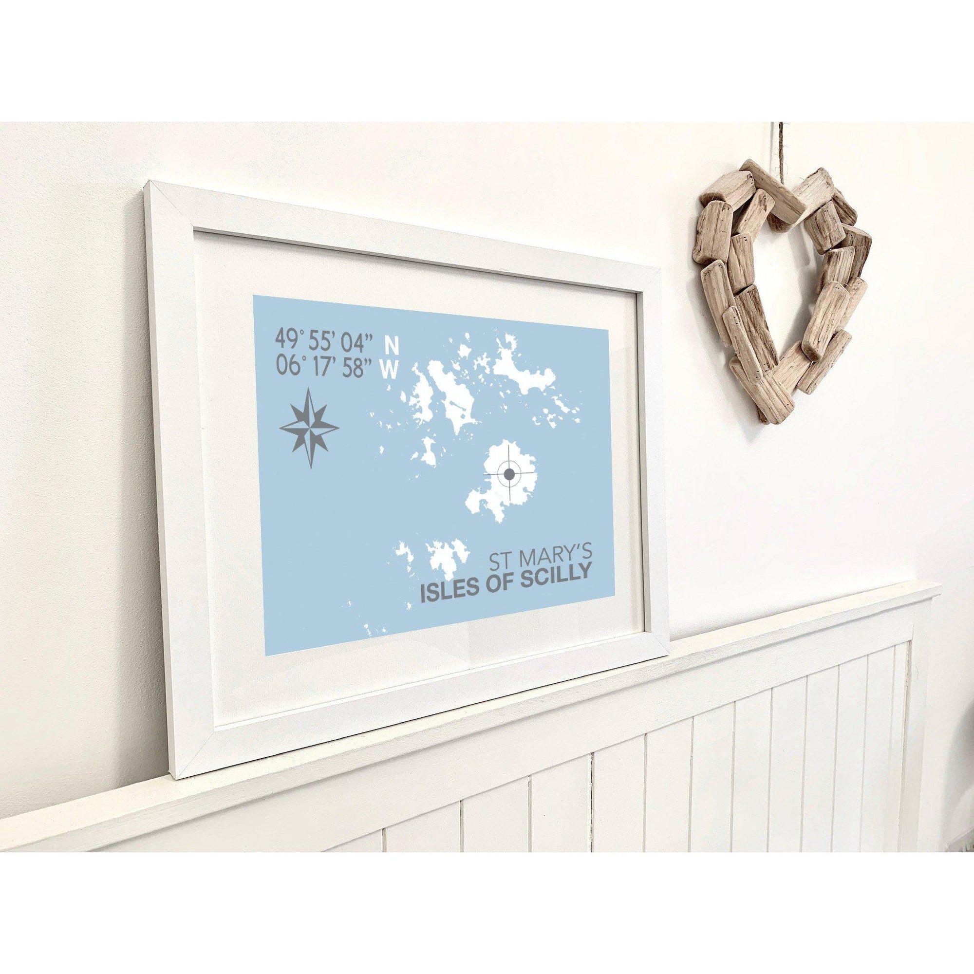 St Mary's, Isles of Scilly Coastal Map Print-SeaKisses
