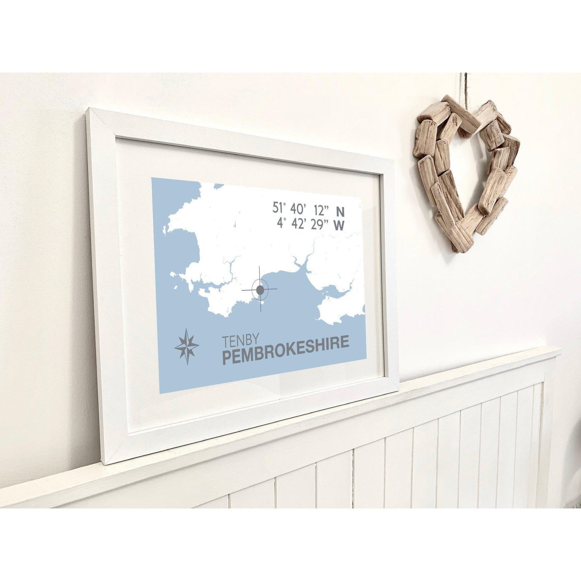 Tenby Coastal Map Print-SeaKisses