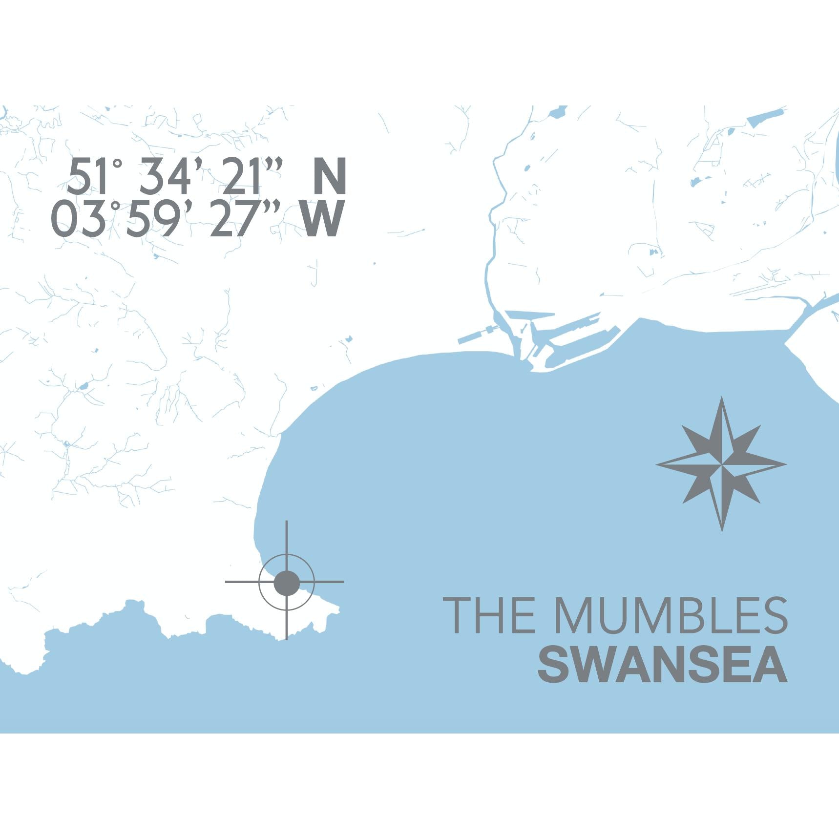The Mumbles Coastal Map Print-SeaKisses