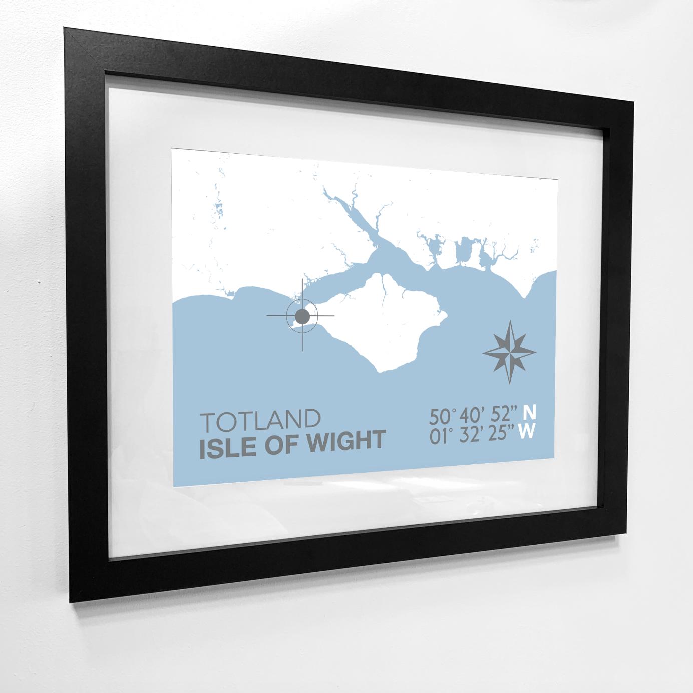 Totland Coastal Map Print-SeaKisses