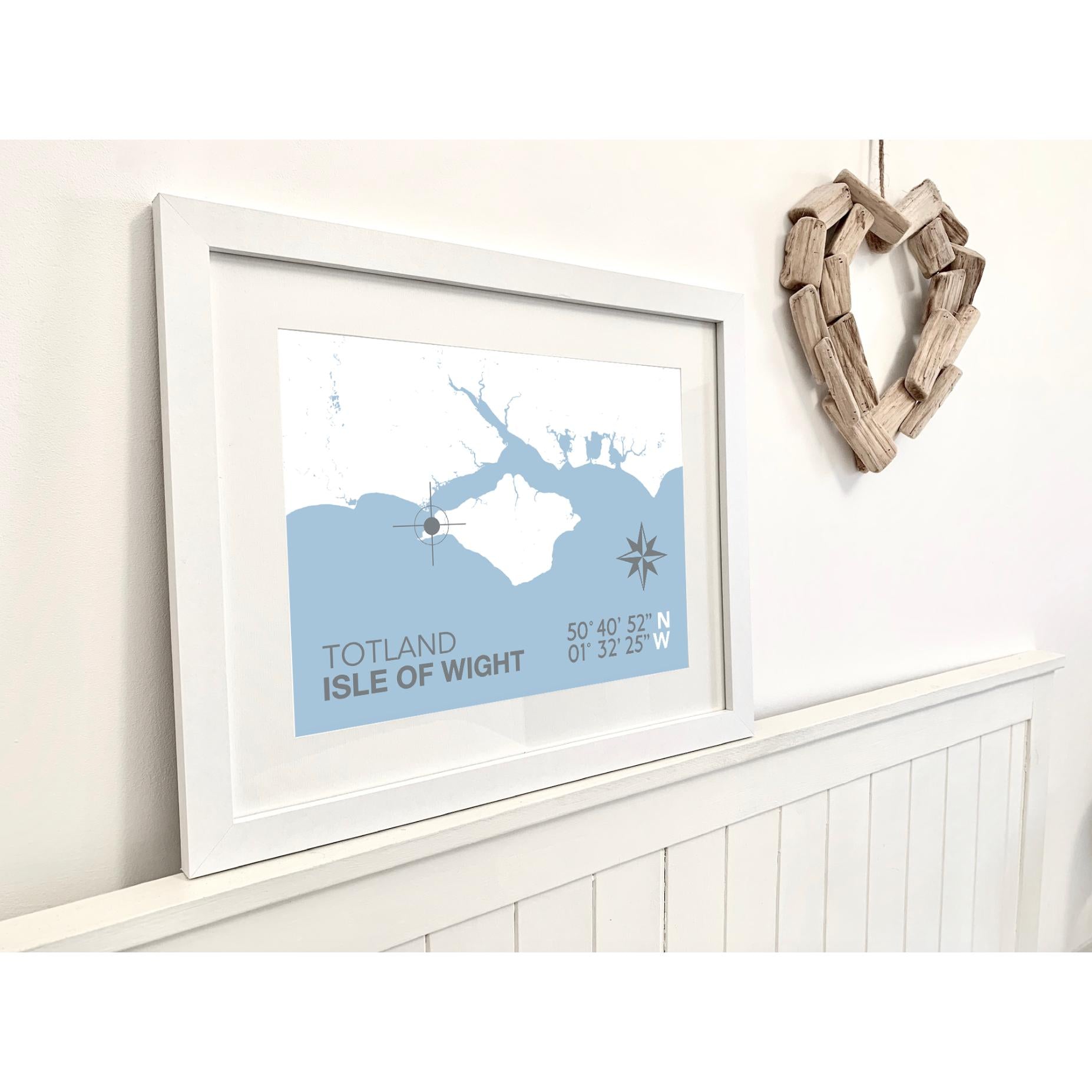 Totland Coastal Map Print-SeaKisses