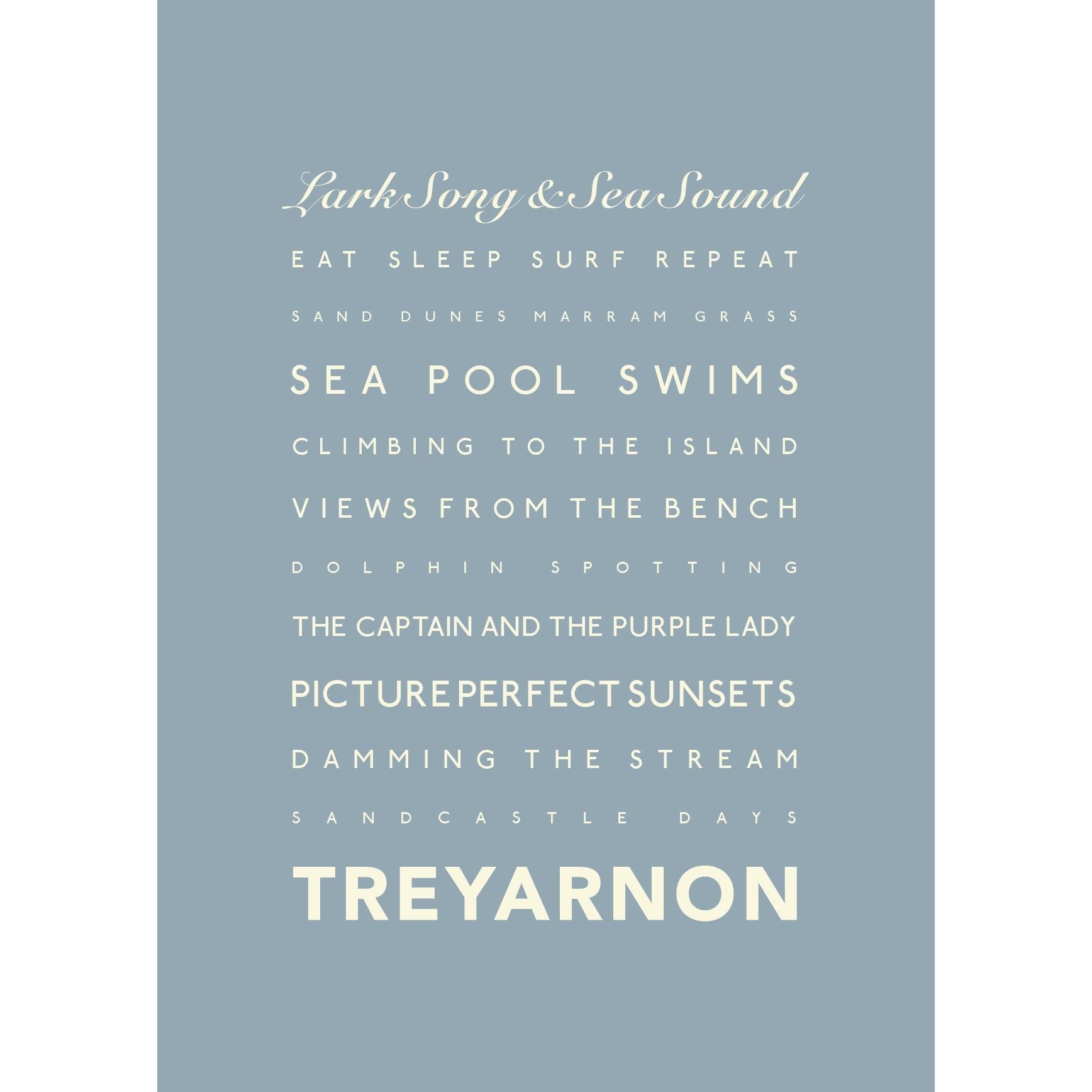 Treyarnon Bay Typographic Print-SeaKisses