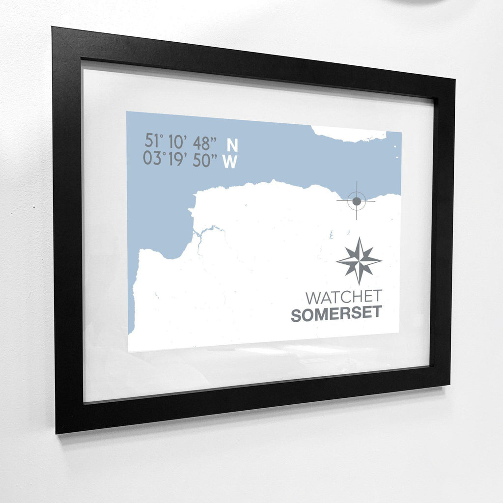 Watchet Coastal Map Print-SeaKisses