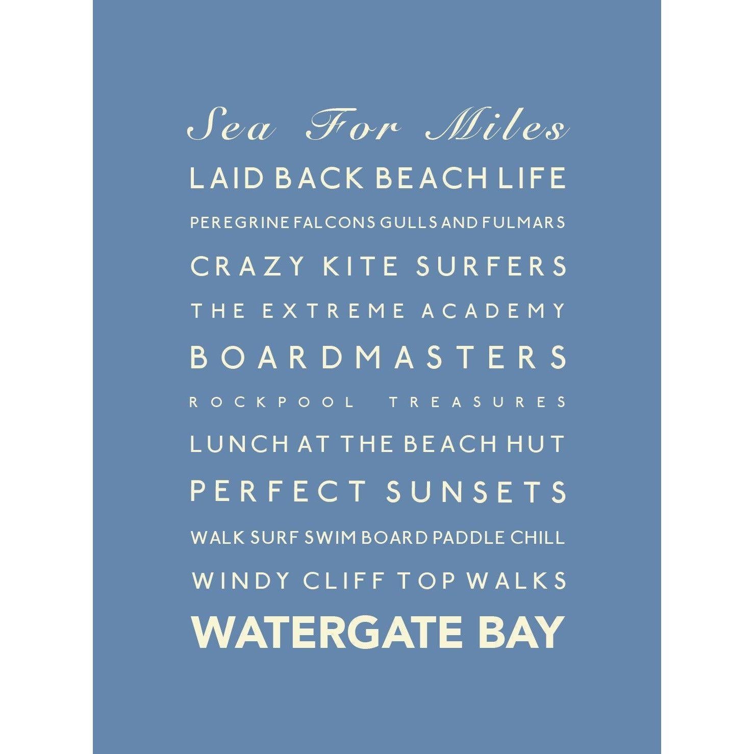 Watergate Bay Typographic Print-SeaKisses