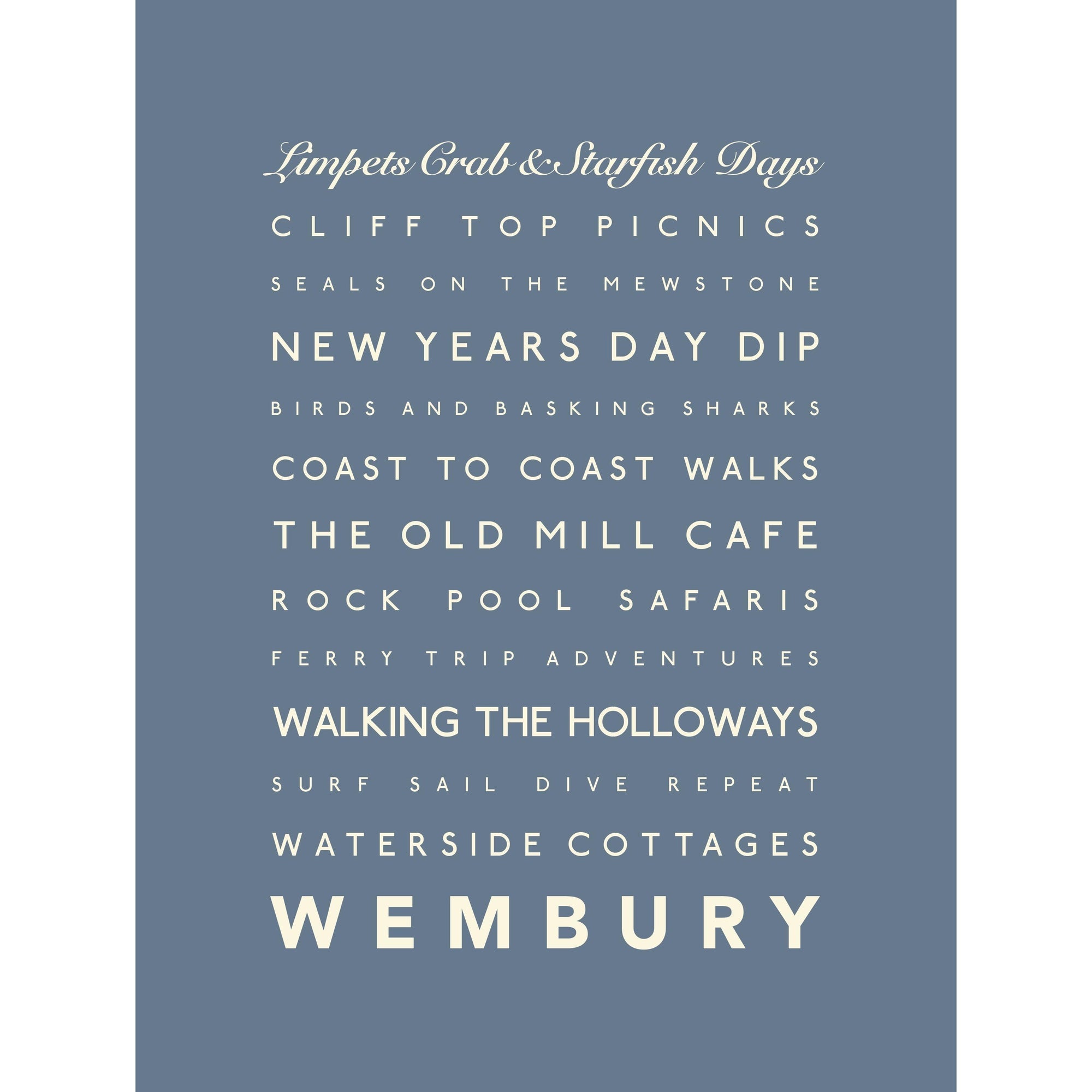 Wembury Typographic Print-SeaKisses