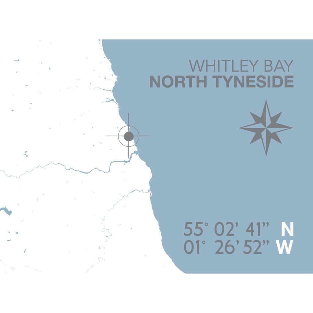 Whitley Bay Coastal Map Print-SeaKisses