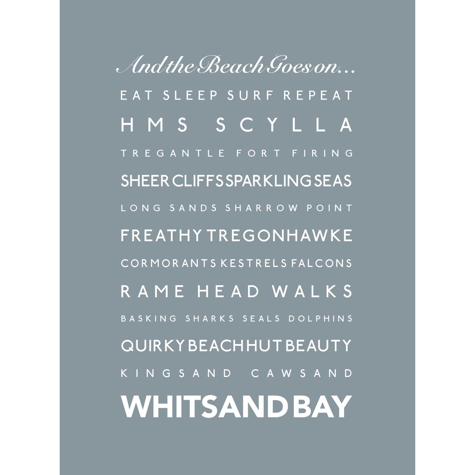 Whitsand Bay Typographic Print-SeaKisses