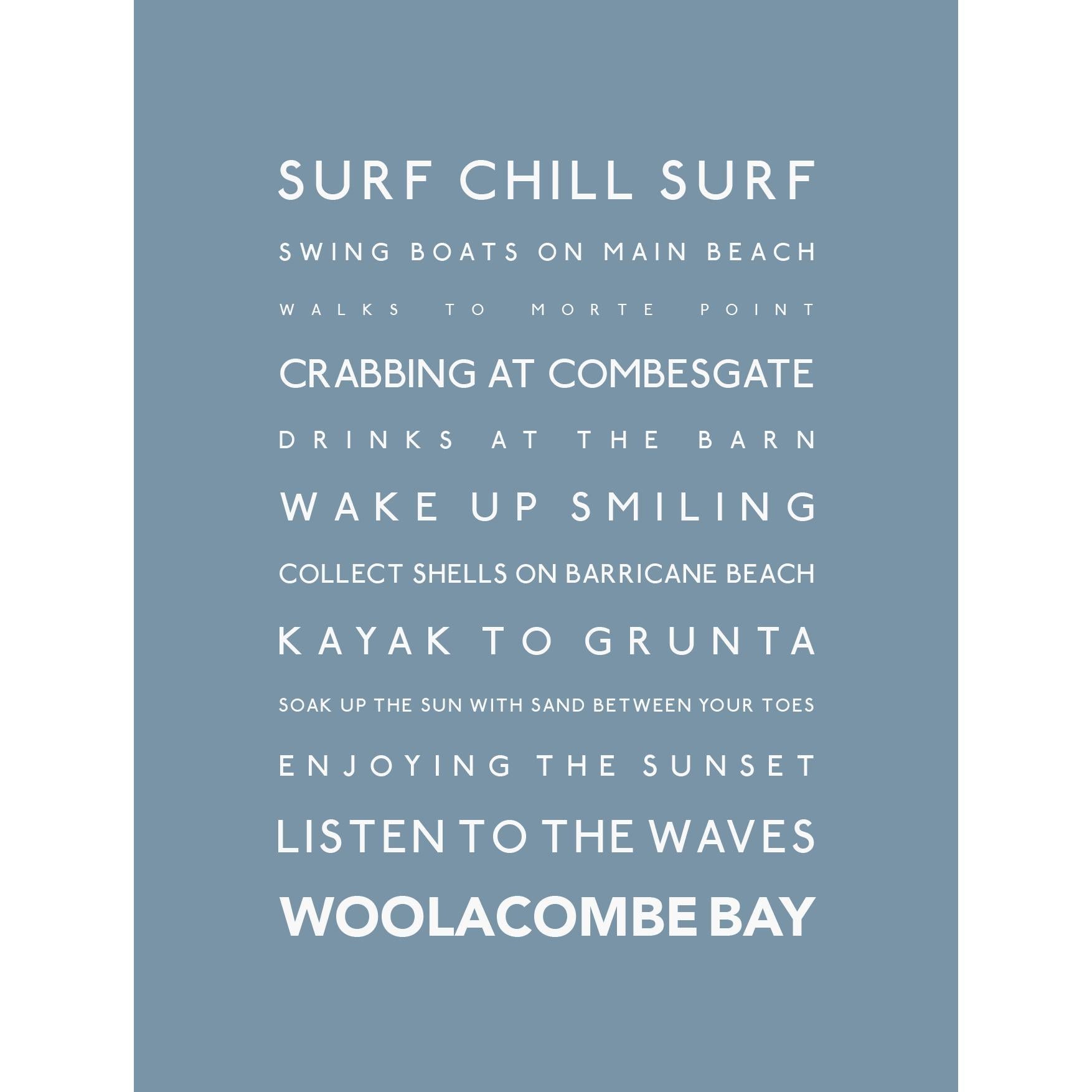 Woolacombe Typographic Print-SeaKisses