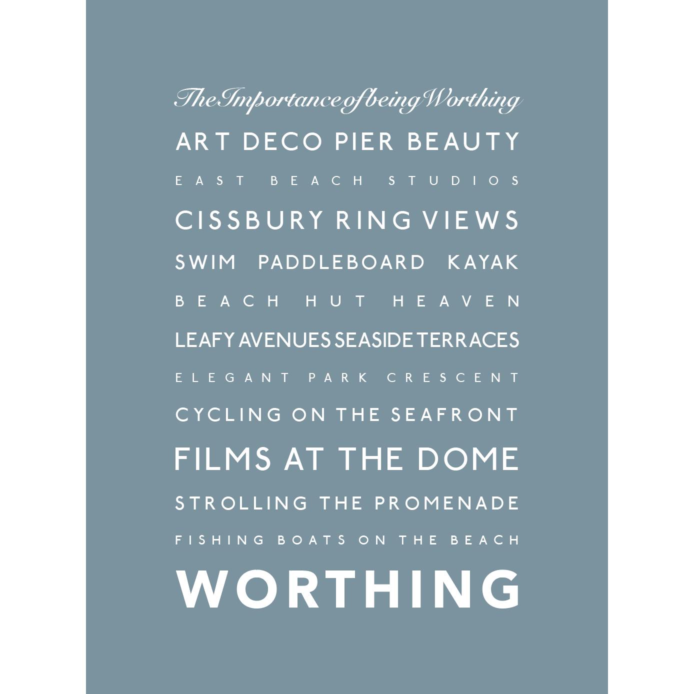Worthing Typographic Print-SeaKisses