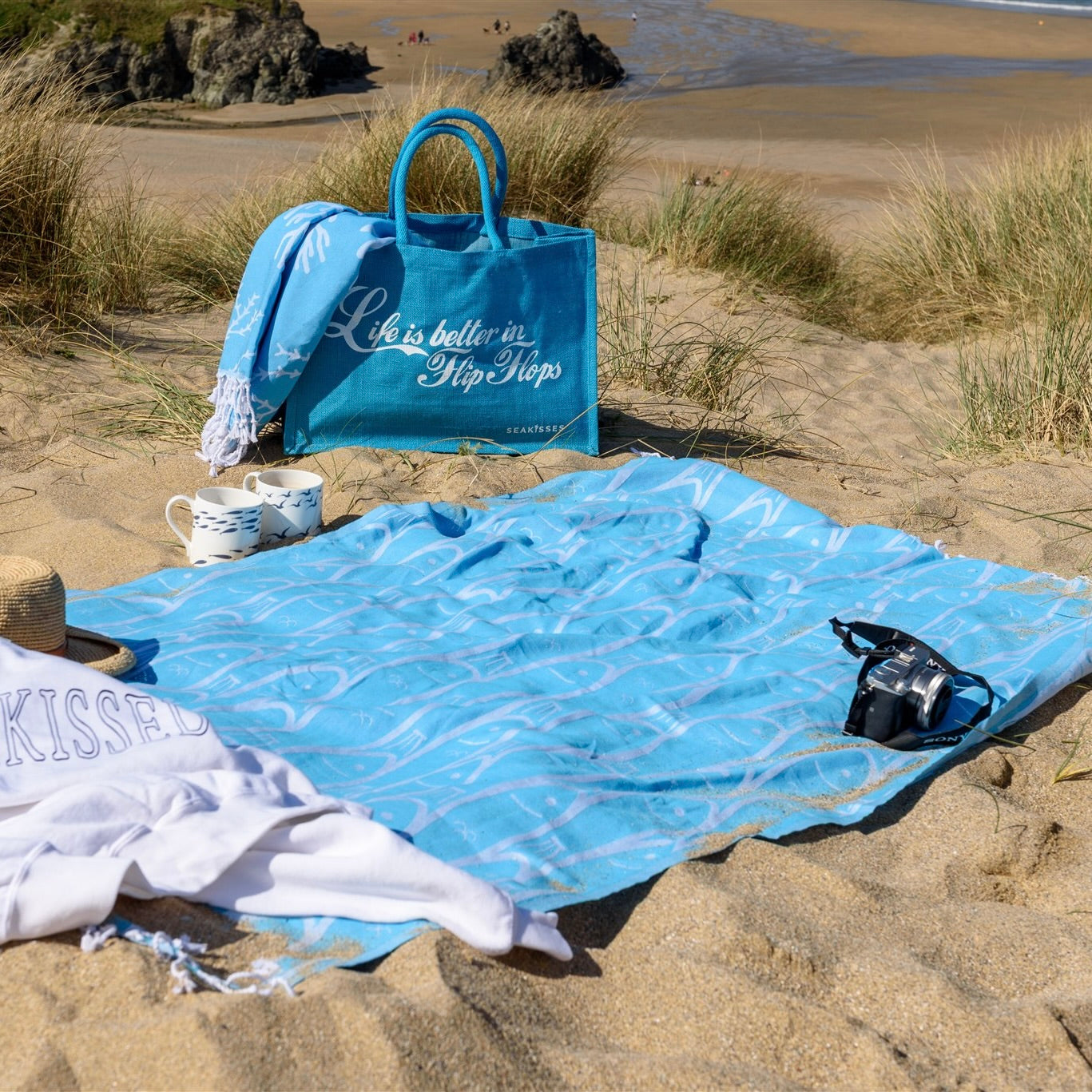 Fish Festival Beach Sheet (100% Cotton, Light-Weight Hammam Towel)-SeaKisses