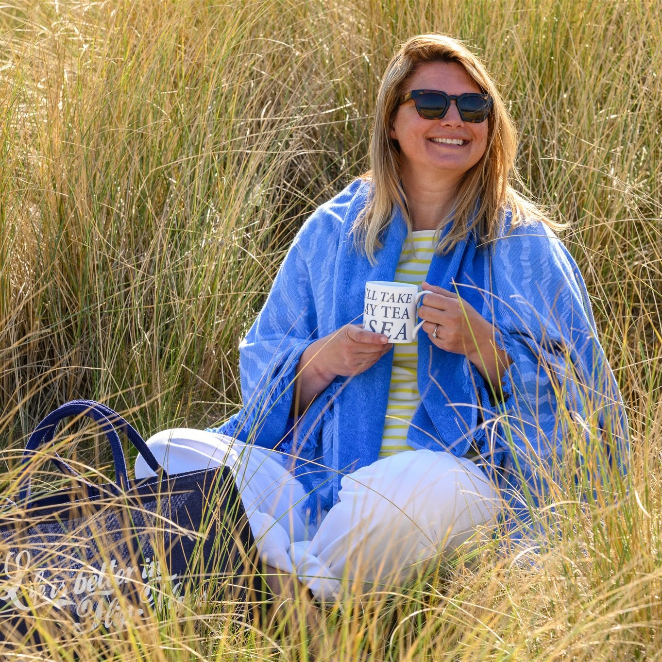 Waves Towelling Beach Sheet (100% Cotton, Light-Weight Hammam Towel)-SeaKisses