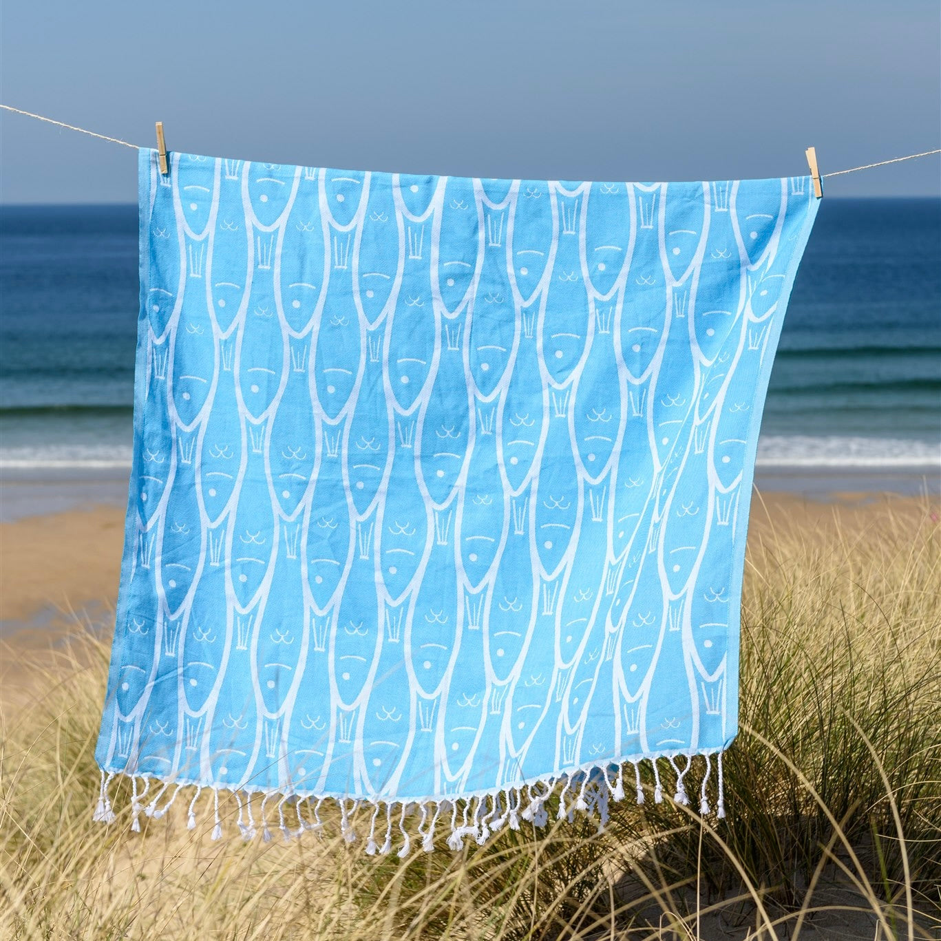 Fish Festival Beach Sheet (100% Cotton, Light-Weight Hammam Towel)-SeaKisses