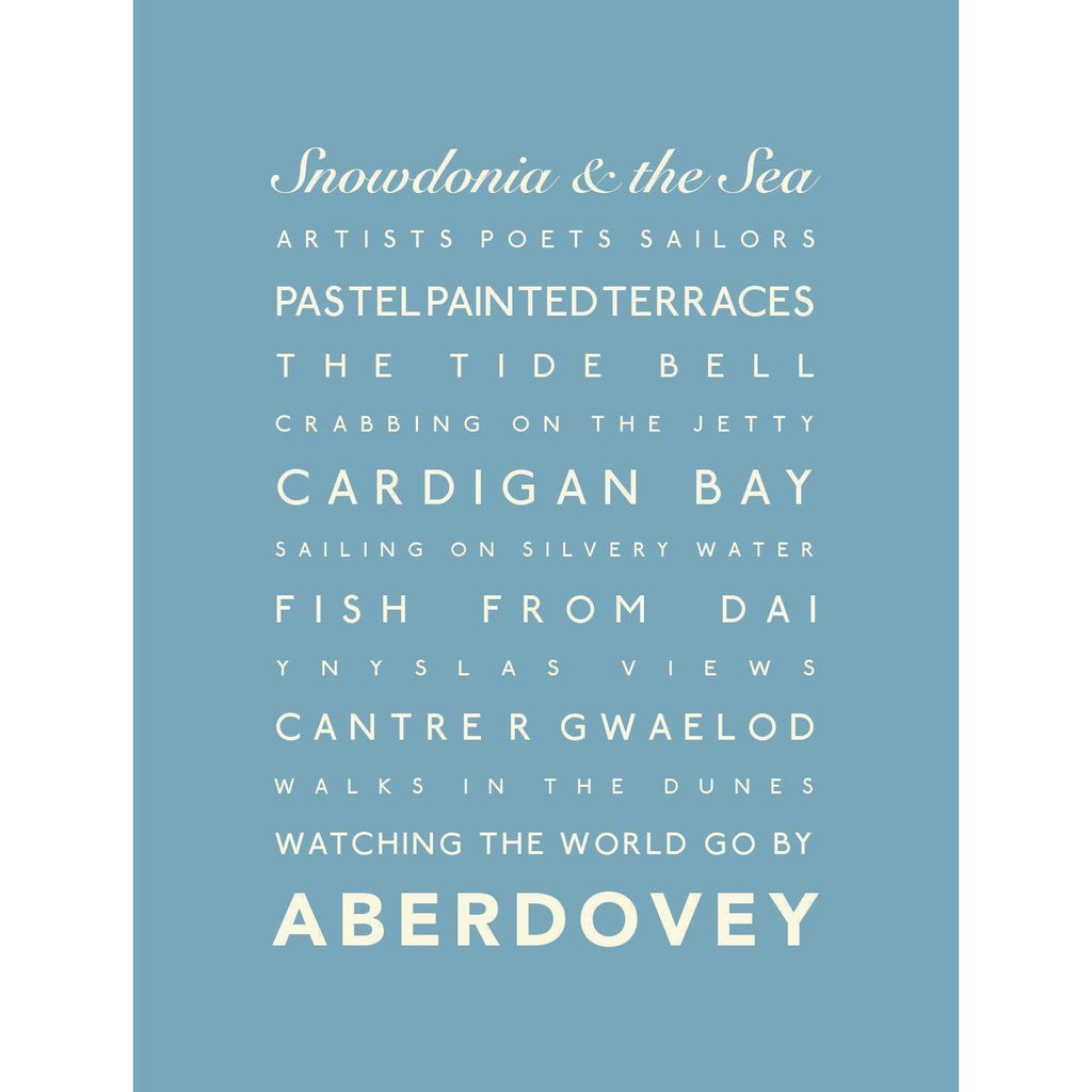 Aberdovey Typographic Seaside Print - Coastal Wall Art /Poster-SeaKisses