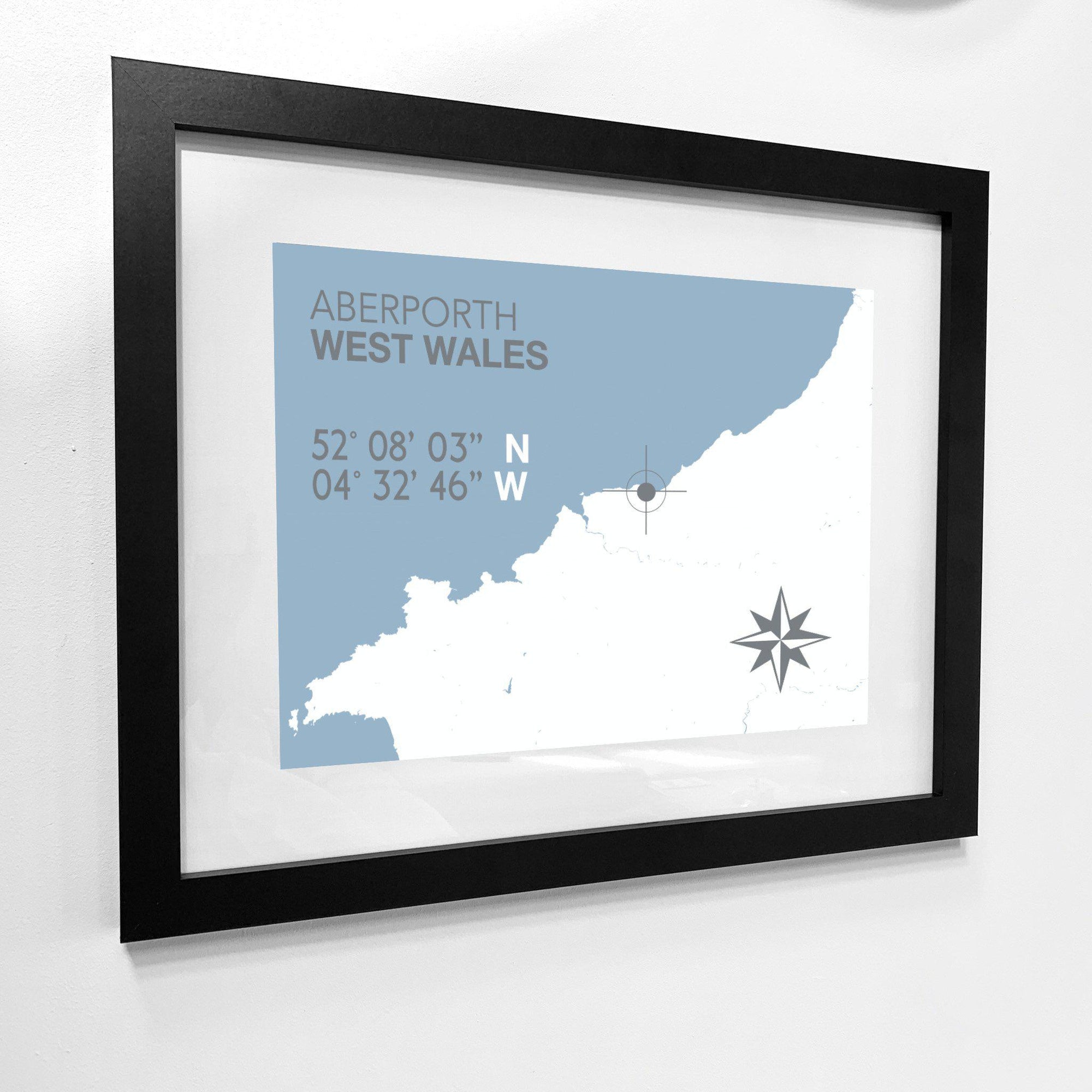 Aberporth Coastal Map Print-SeaKisses