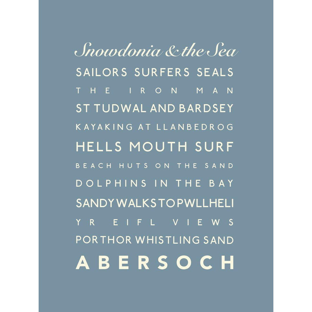 Abersoch Typographic Seaside Print - Coastal Wall Art /Poster-SeaKisses