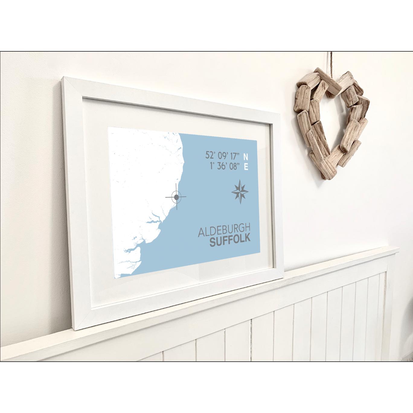 Aldeburgh Coastal Map Print-SeaKisses