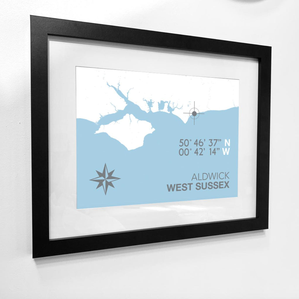 Aldwick Map Travel Print- Coastal Wall Art /Poster-SeaKisses