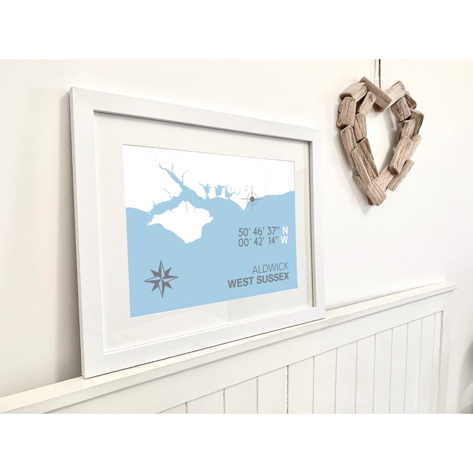 Aldwick Coastal Map Print-SeaKisses