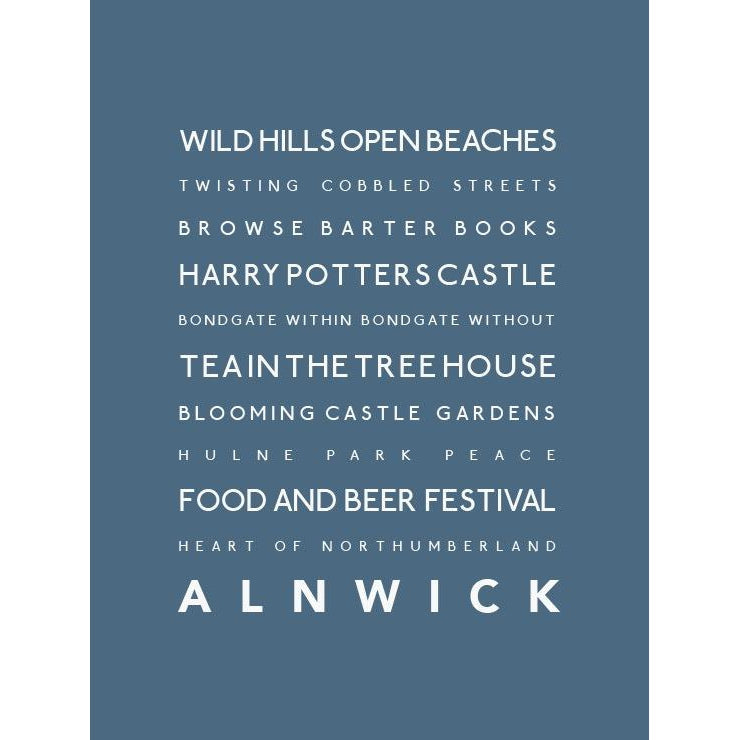 Alnwick Typographic Travel Print- Coastal Wall Art /Poster-SeaKisses