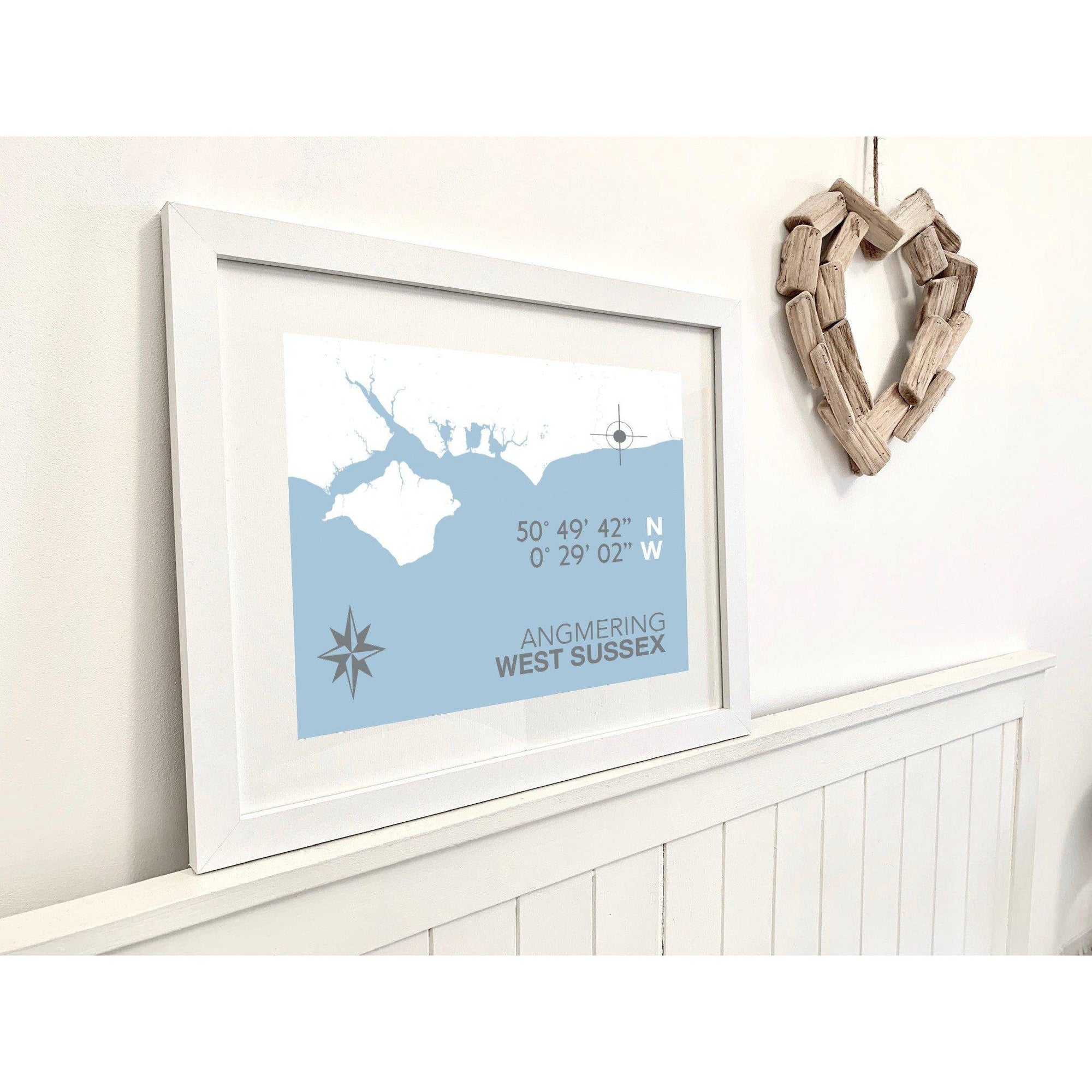 Angmering Coastal Map Print-SeaKisses