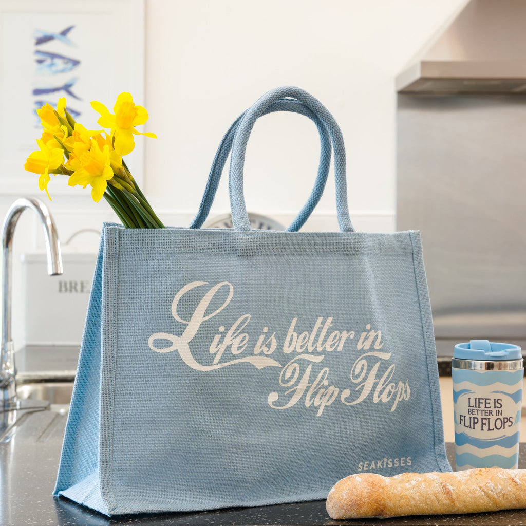 Life is Better in Flip Flops Jute Shoulder Bags - Slight Seconds-SeaKisses