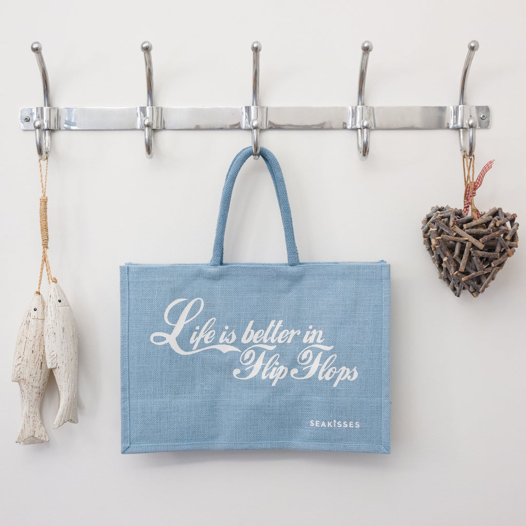 Life is Better in Flip Flops Jute Shoulder Bags - Slight Seconds-SeaKisses