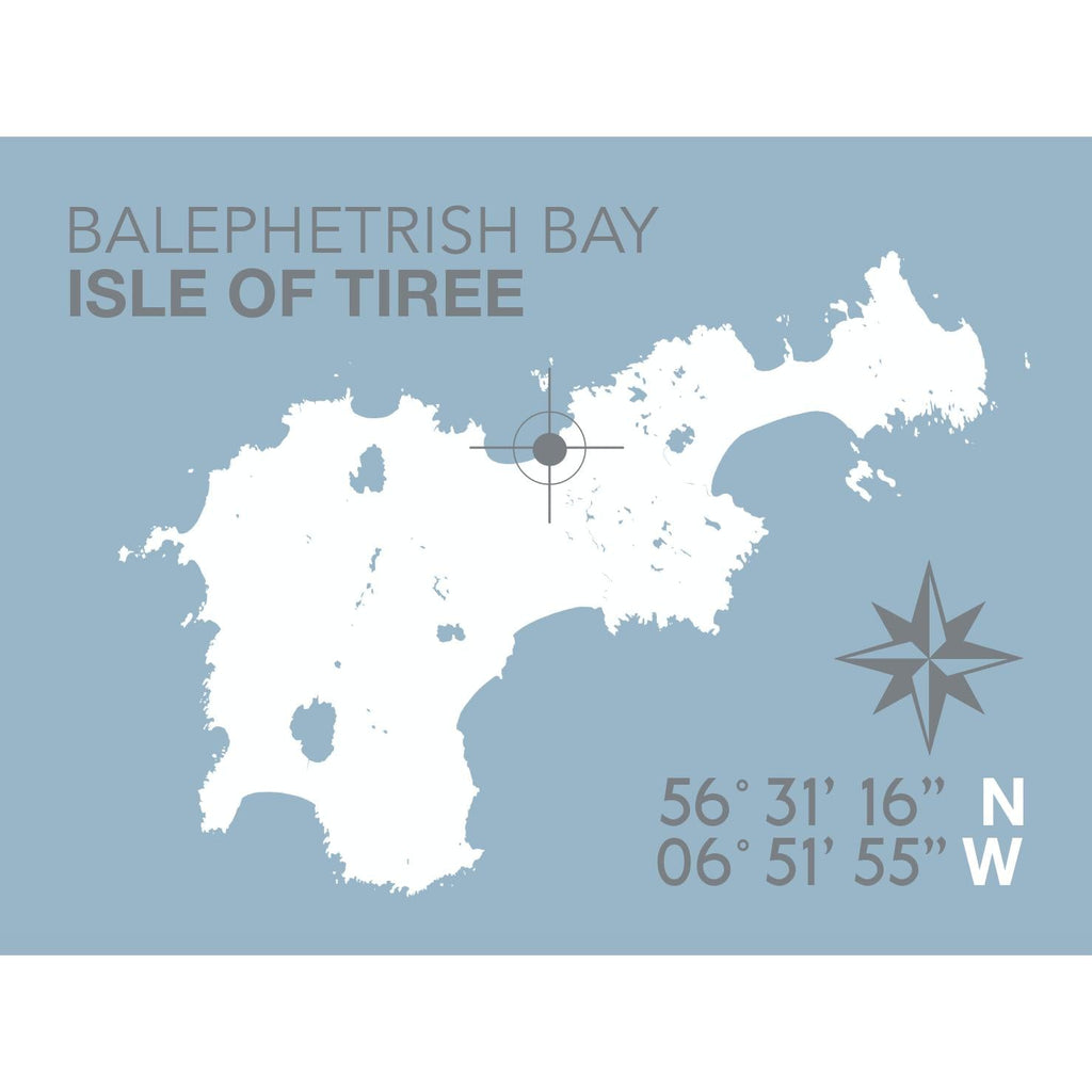 Balephetrish Bay, Isle of Tiree Map Travel Print- Coastal Wall Art /Poster-SeaKisses