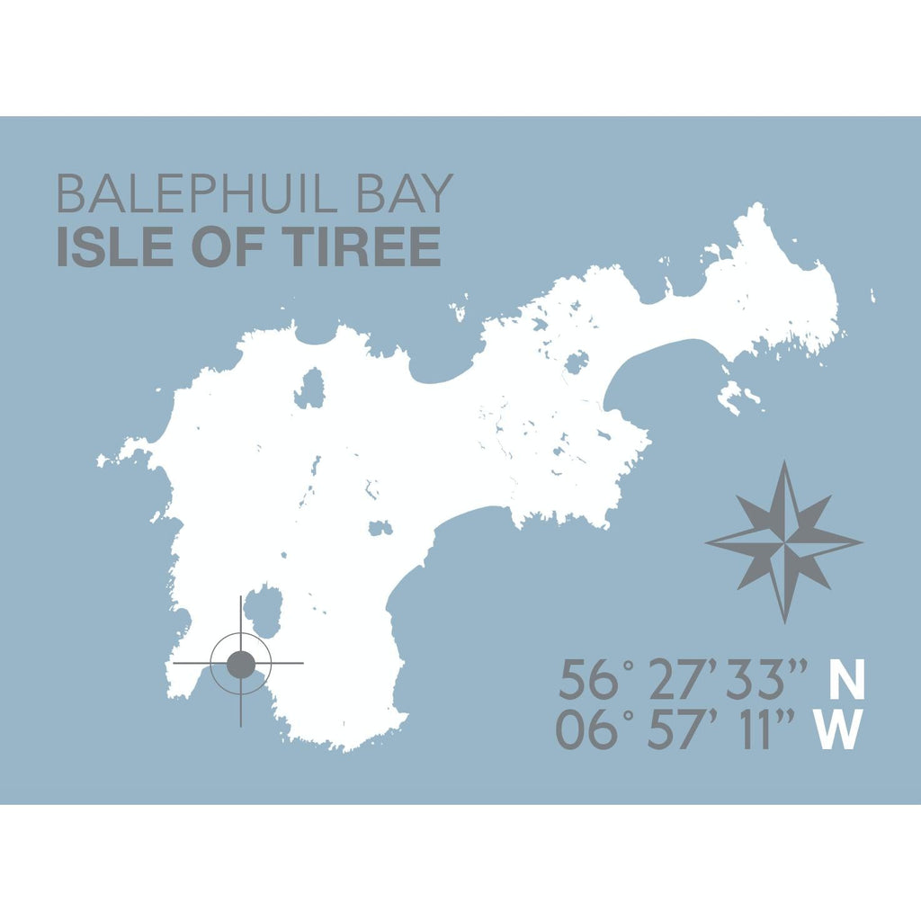 Balephuil Bay, Isle of Tiree Map Travel Print- Coastal Wall Art /Poster-SeaKisses