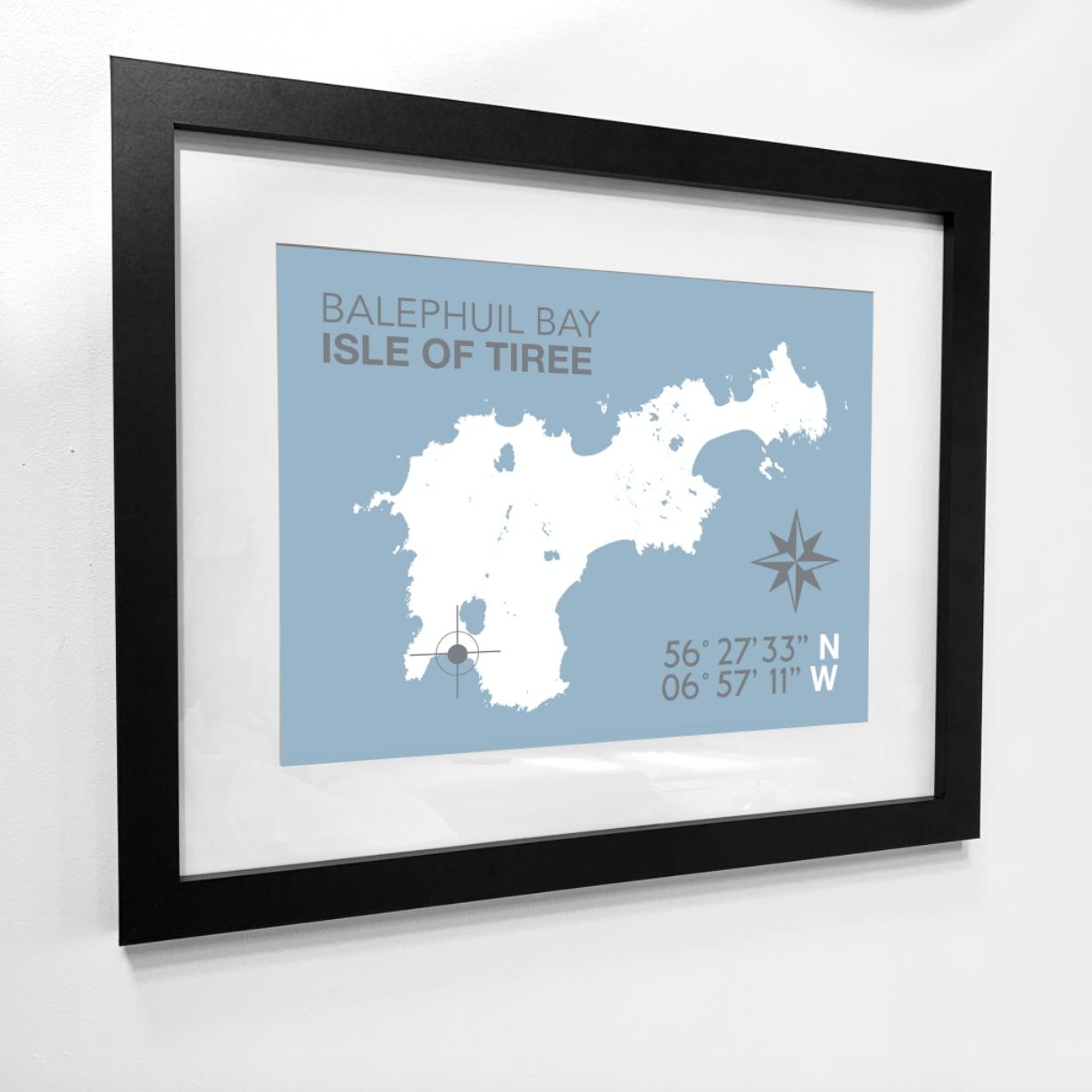 Balephuil Bay, Isle of Tiree Coastal Map Print-SeaKisses