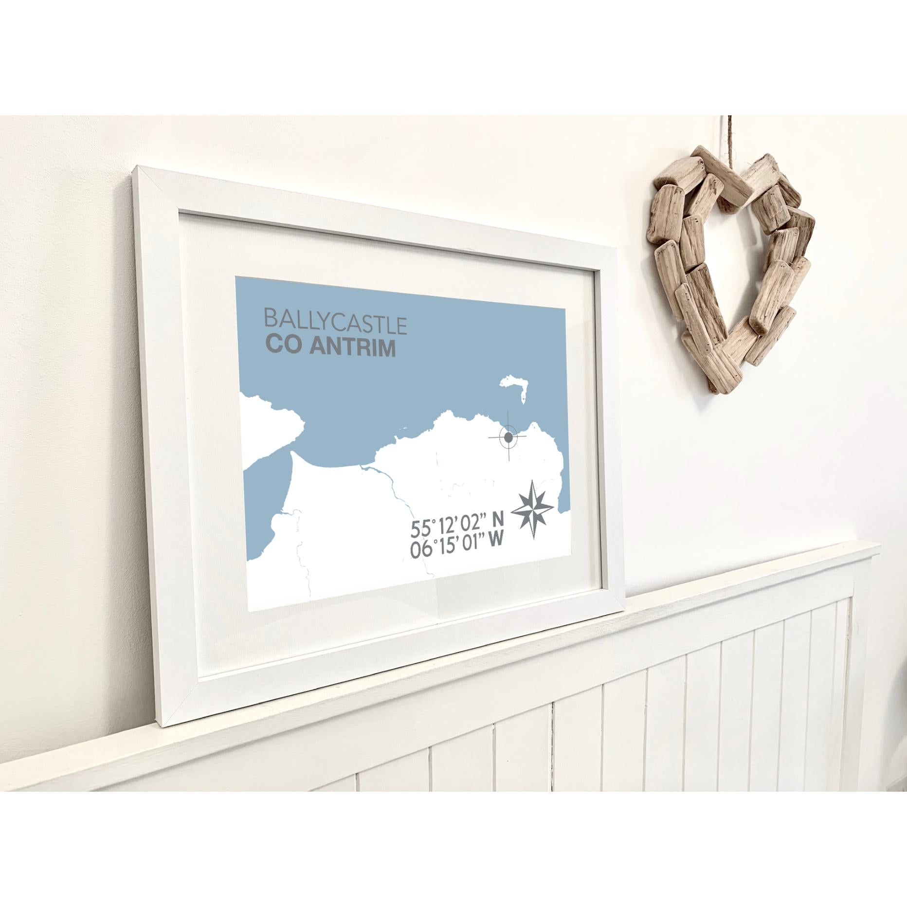 Ballycastle Coastal Map Print-SeaKisses