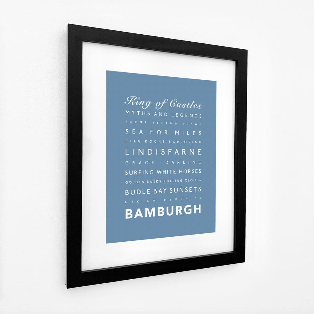 Bamburgh Typographic Travel Print- Coastal Wall Art /Poster-SeaKisses