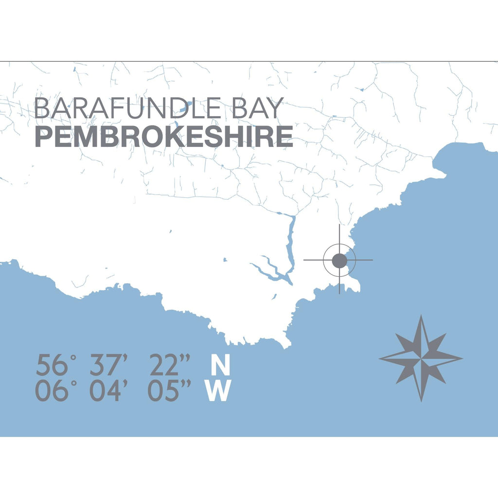 Barafundle Bay Map Seaside Print - Coastal Wall Art /Poster-SeaKisses
