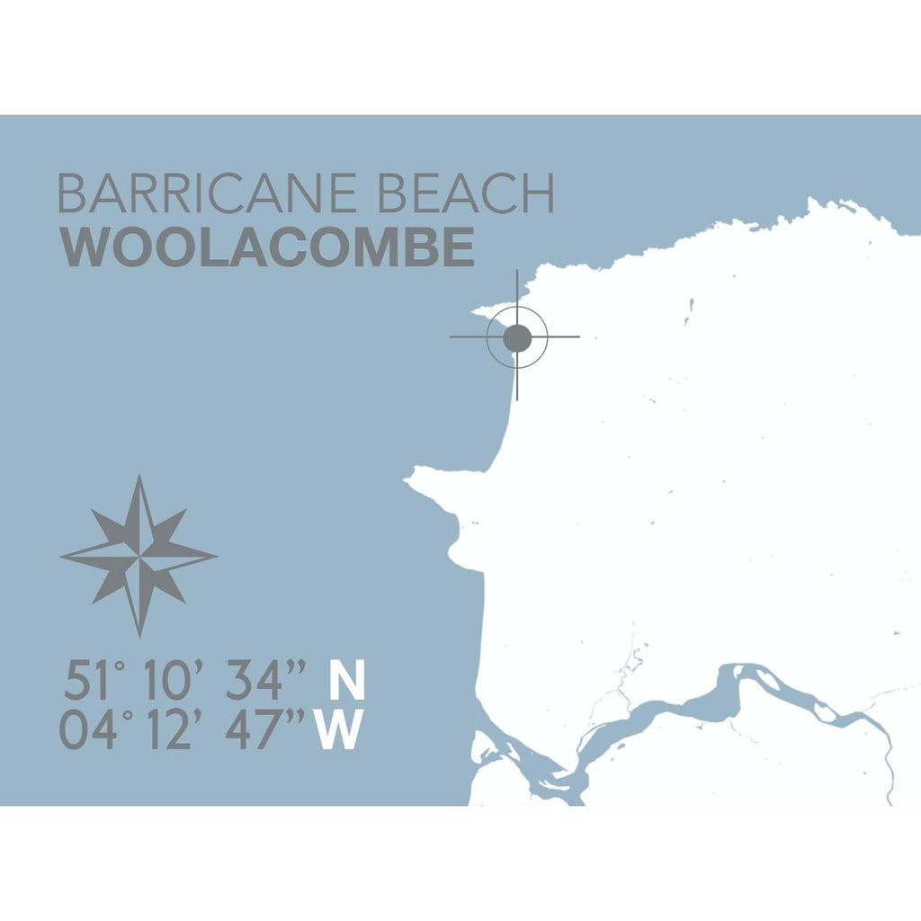 Barricane Beach (Woolacombe) Map Travel Print- Coastal Wall Art /Poster-SeaKisses
