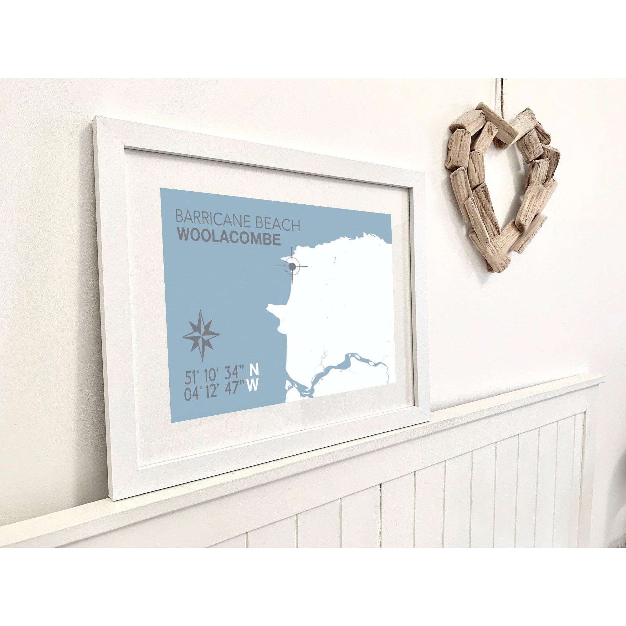 Barricane Beach (Woolacombe) Coastal Map Print-SeaKisses