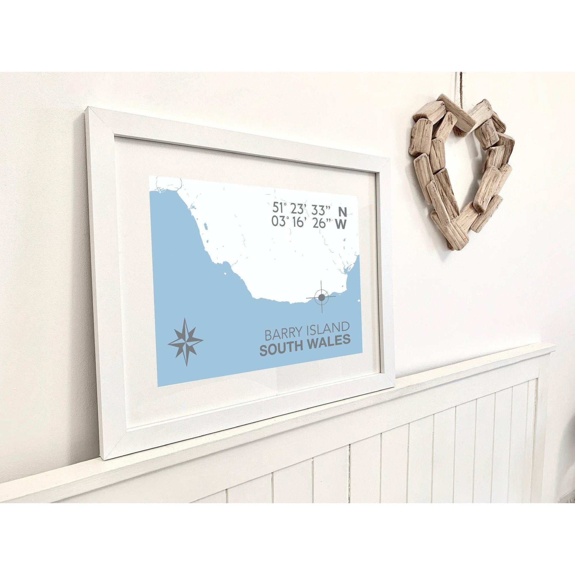 Barry Island Coastal Map Print-SeaKisses