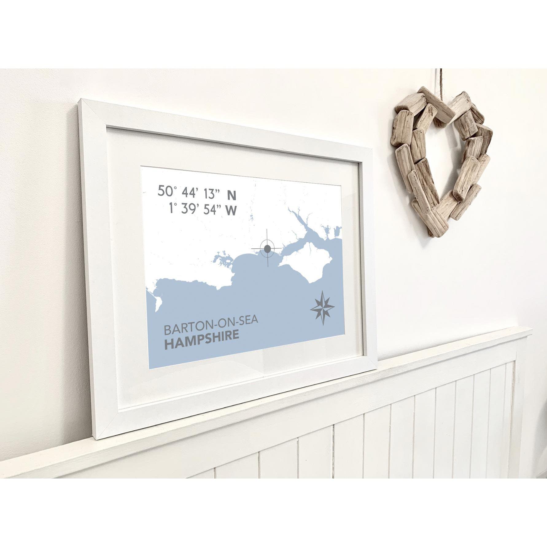 Barton-on-Sea Coastal Map Print-SeaKisses