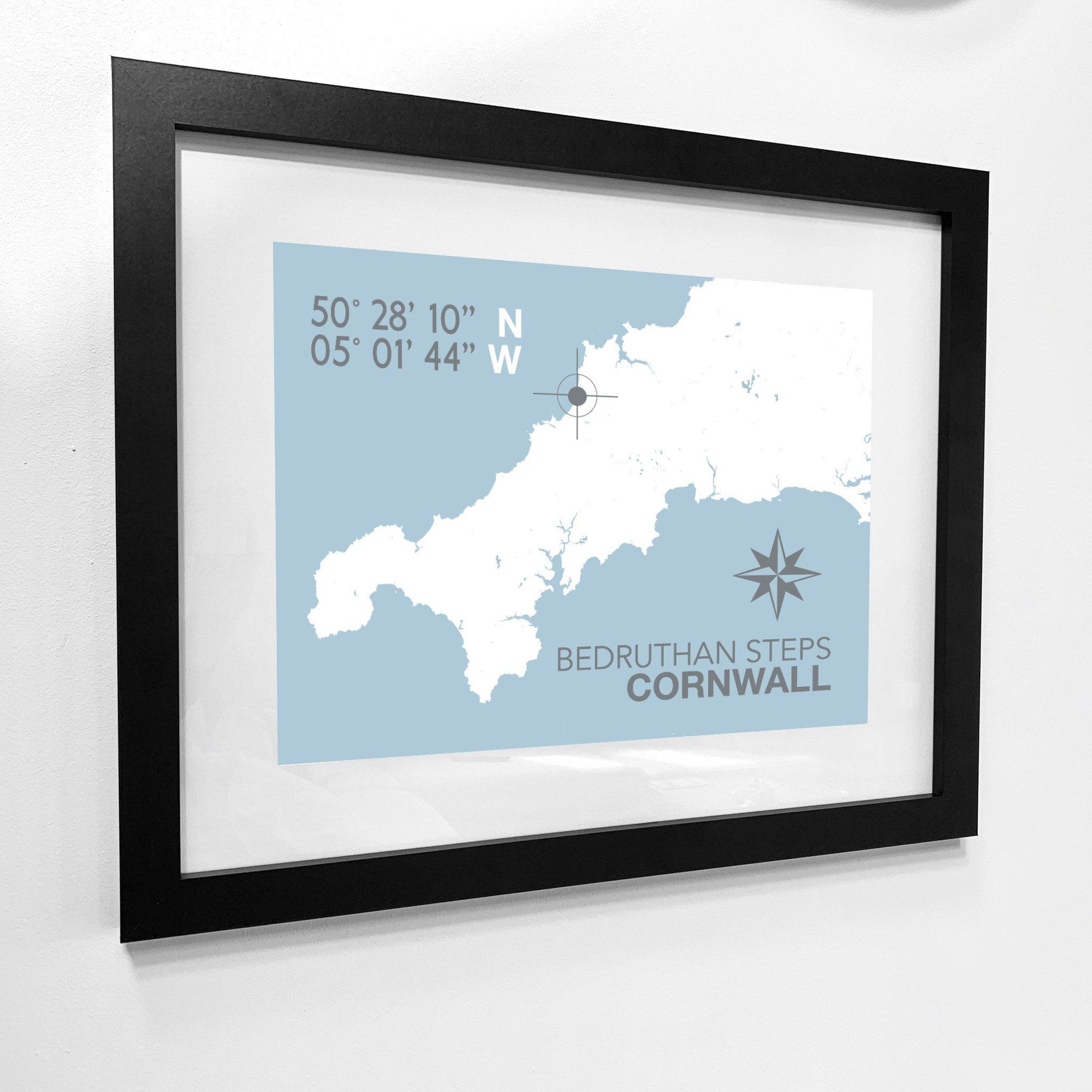 Bedruthan Steps Coastal Map Print-SeaKisses