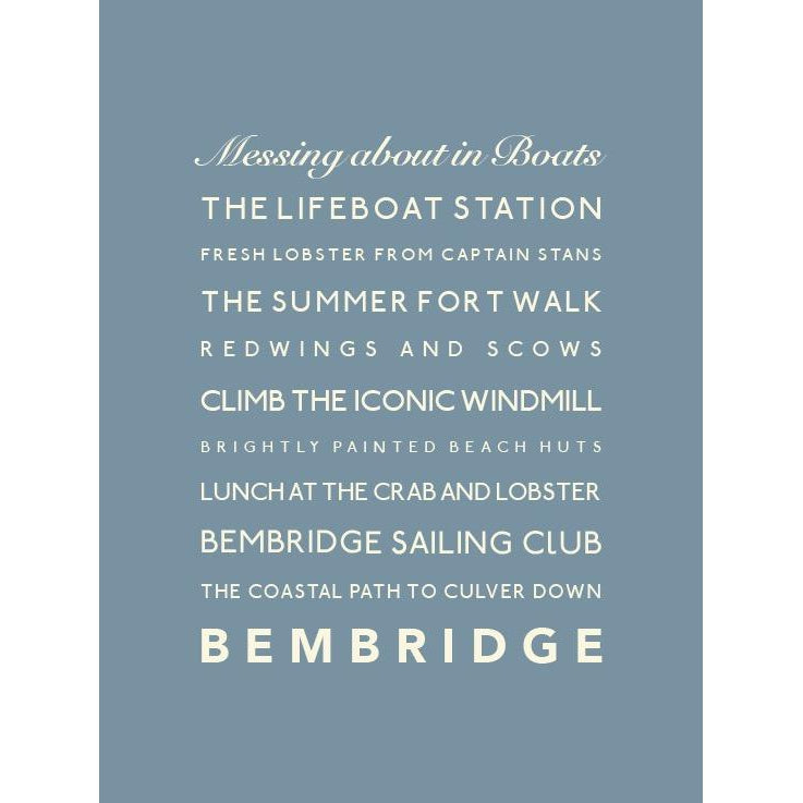 Bembridge Typographic Travel Print- Coastal Wall Art /Poster-SeaKisses