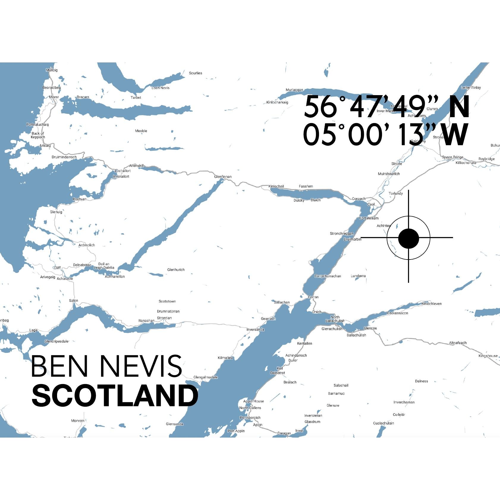 Ben Nevis Landmark Map-SeaKisses