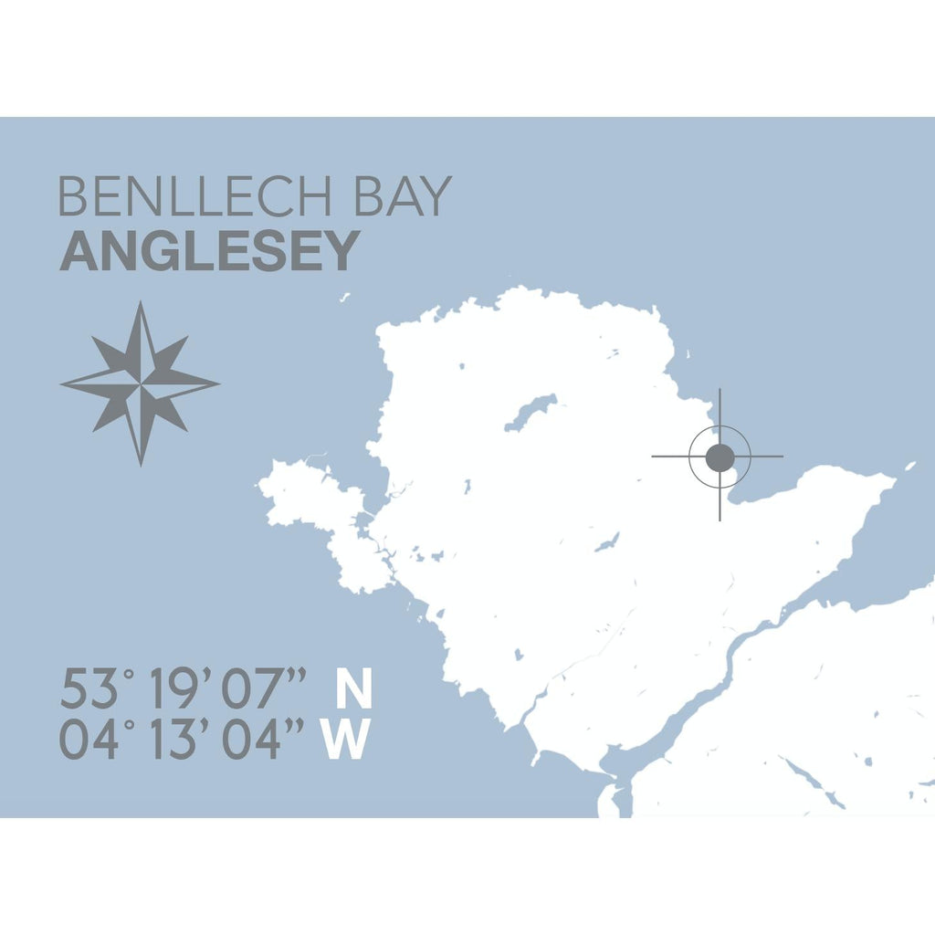 Benllech Bay, Anglesey Map Seaside Print - Coastal Wall Art /Poster-SeaKisses