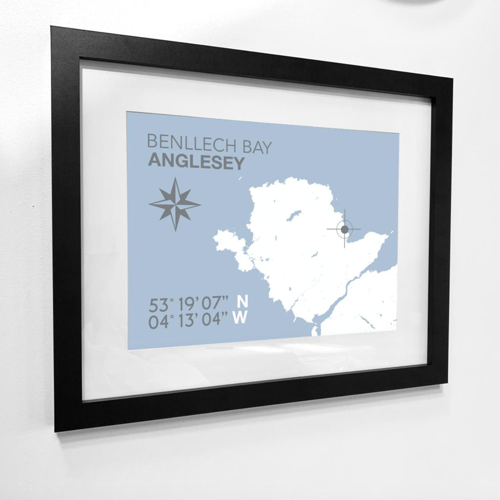 Benllech Bay, Anglesey Coastal Map Print-SeaKisses